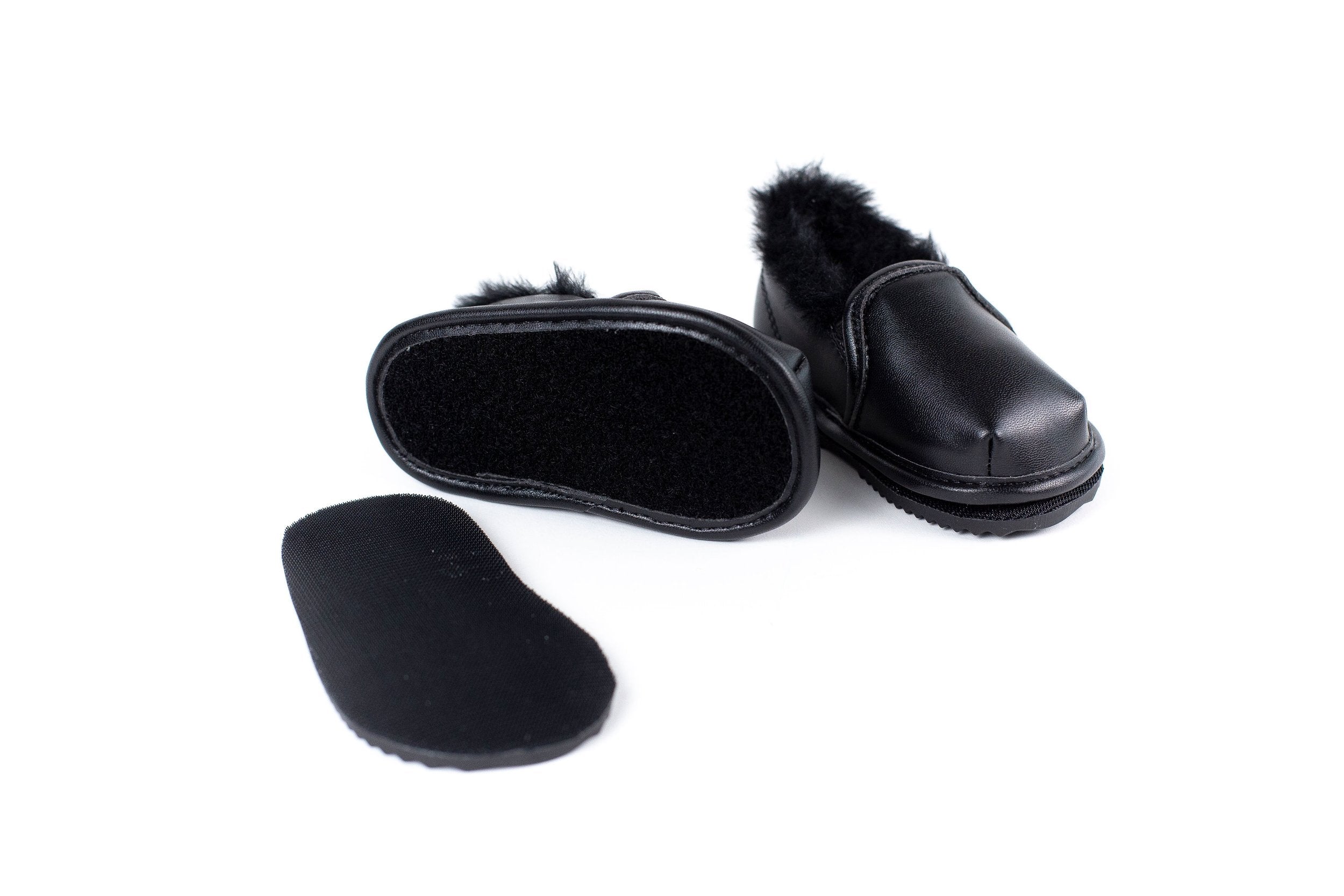 Ozznek Shoes Black Slip-On Shoe Top with Faux-Fur Lining | Playroom Avenue