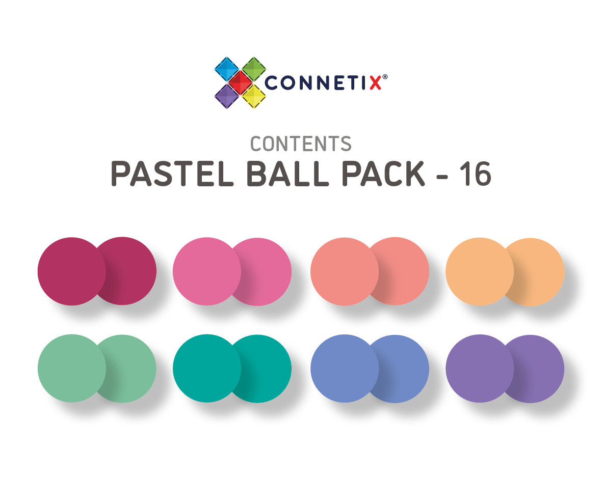 Connetix Magnetic Tiles | Pastel Replacement Ball Pack (16 pcs) | Playroom Avenue
