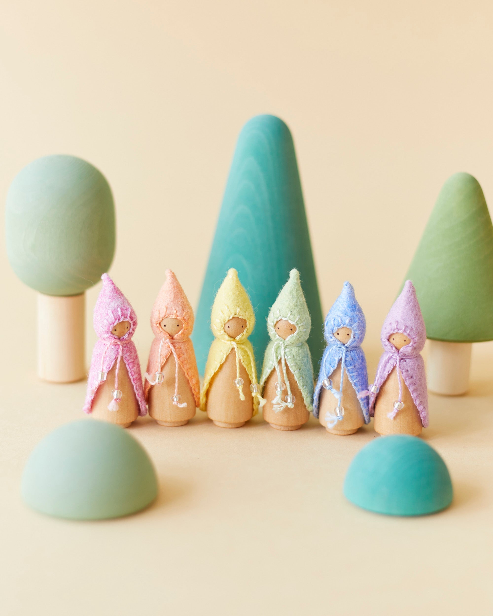 Wonderheart Mini Pastel Rainbow Wooden Gnome Set | Playroom Avenue