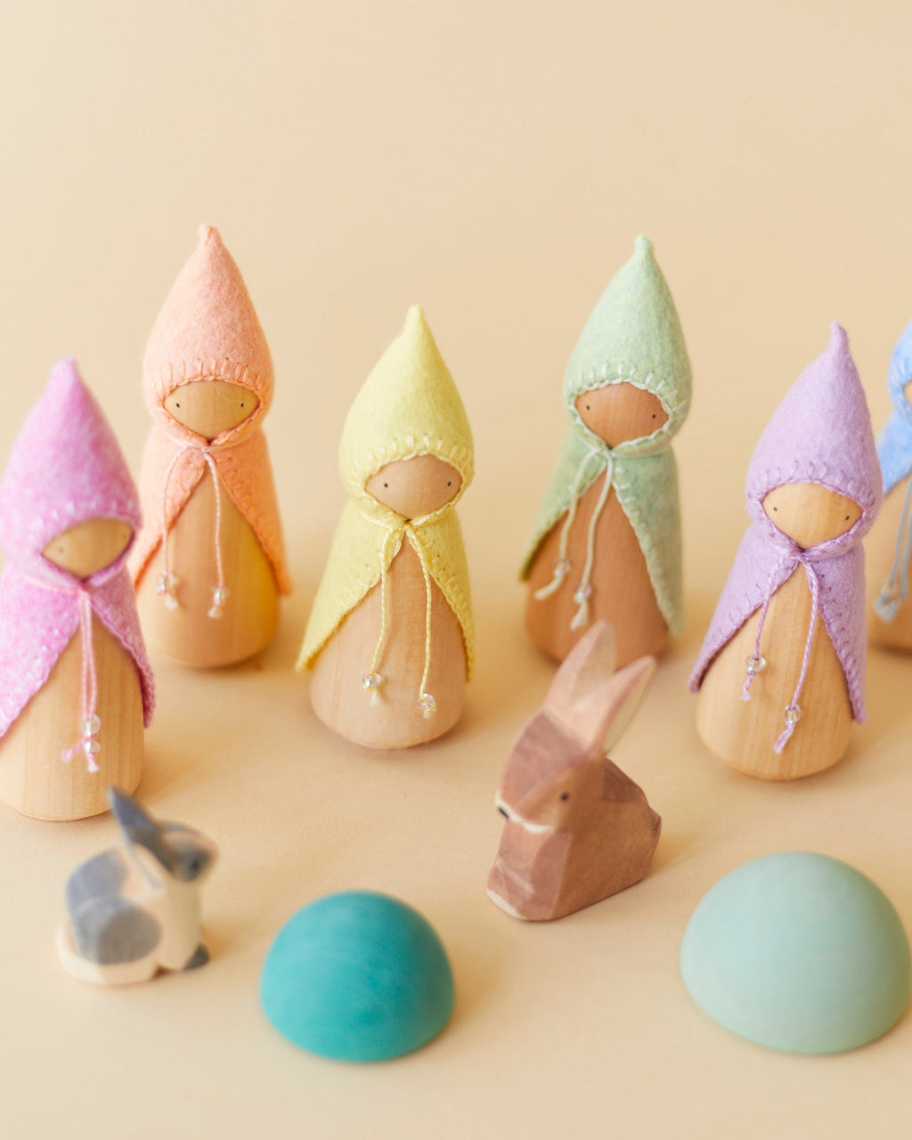 Wonderheart Pastel Rainbow Wooden Gnome Set | Playroom Avenue