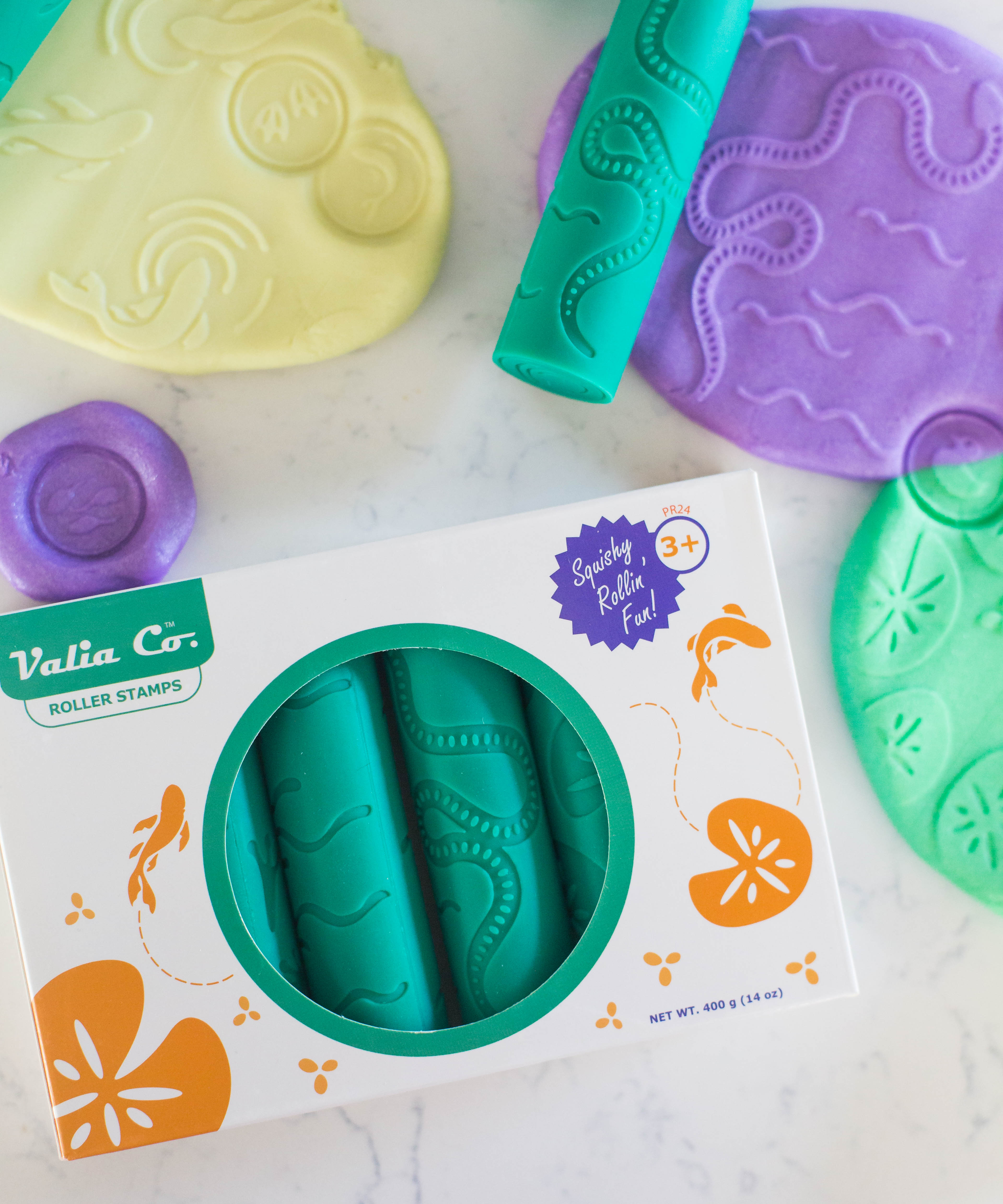 Pond Life Play Dough Rollers (set of 6) 1"x4" Green Silicone | Playroom Avenue