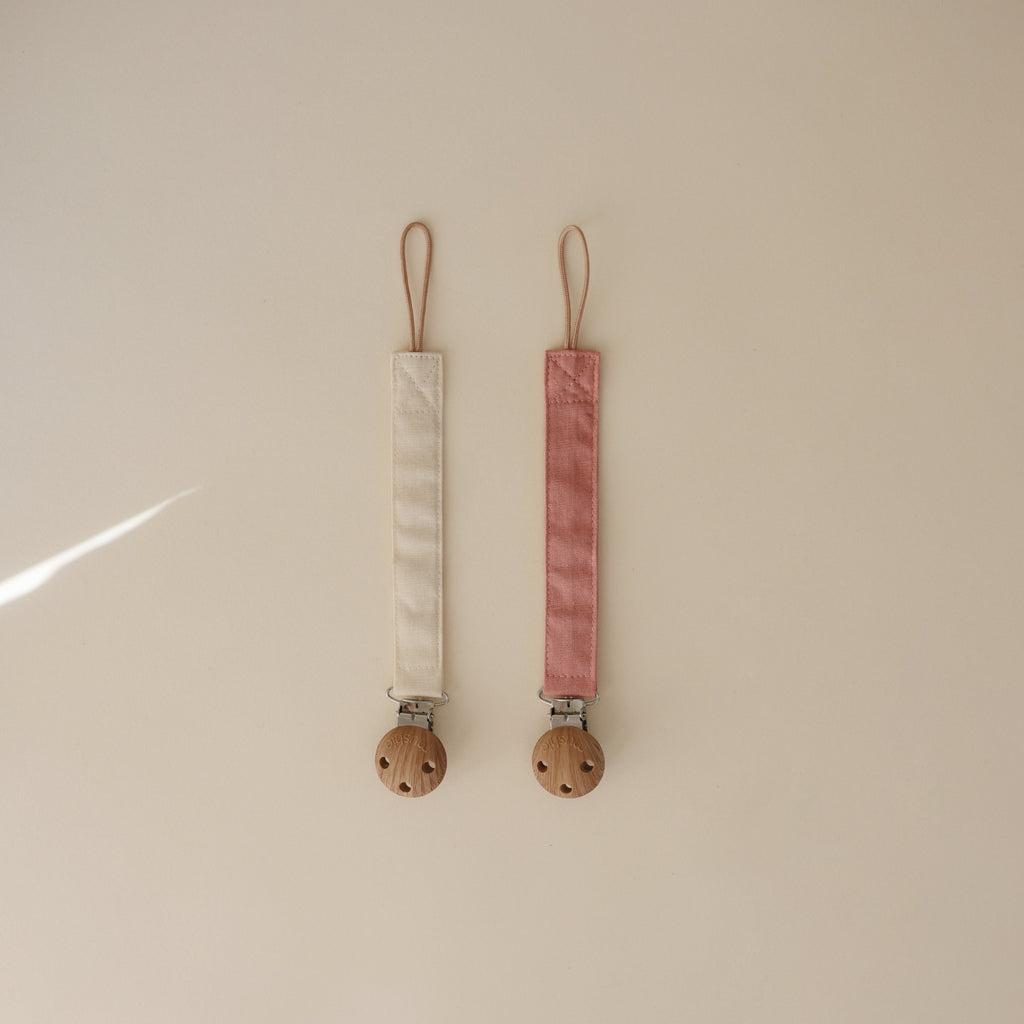 Mushie Linen Pacifier Clip 2-Pack | Playroom Avenue