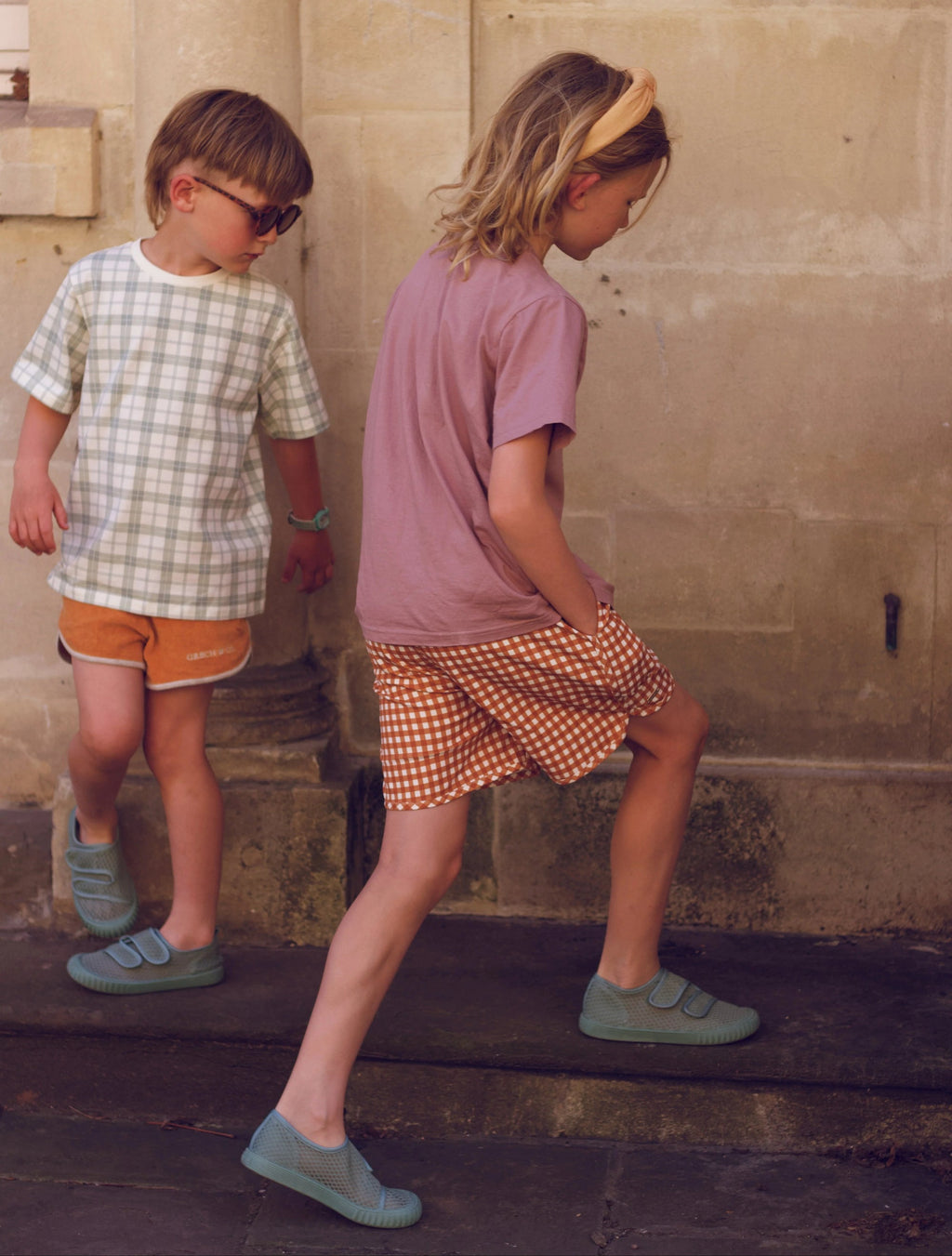 GRECH & CO. Swim Trunks | UPF + Recycled - Sienna Gingham | Playroom Avenue
