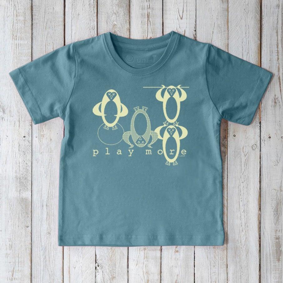 Uni-T "Play More" Penguin T-Shirt for Kids Marine Blue | Playroom Avenue