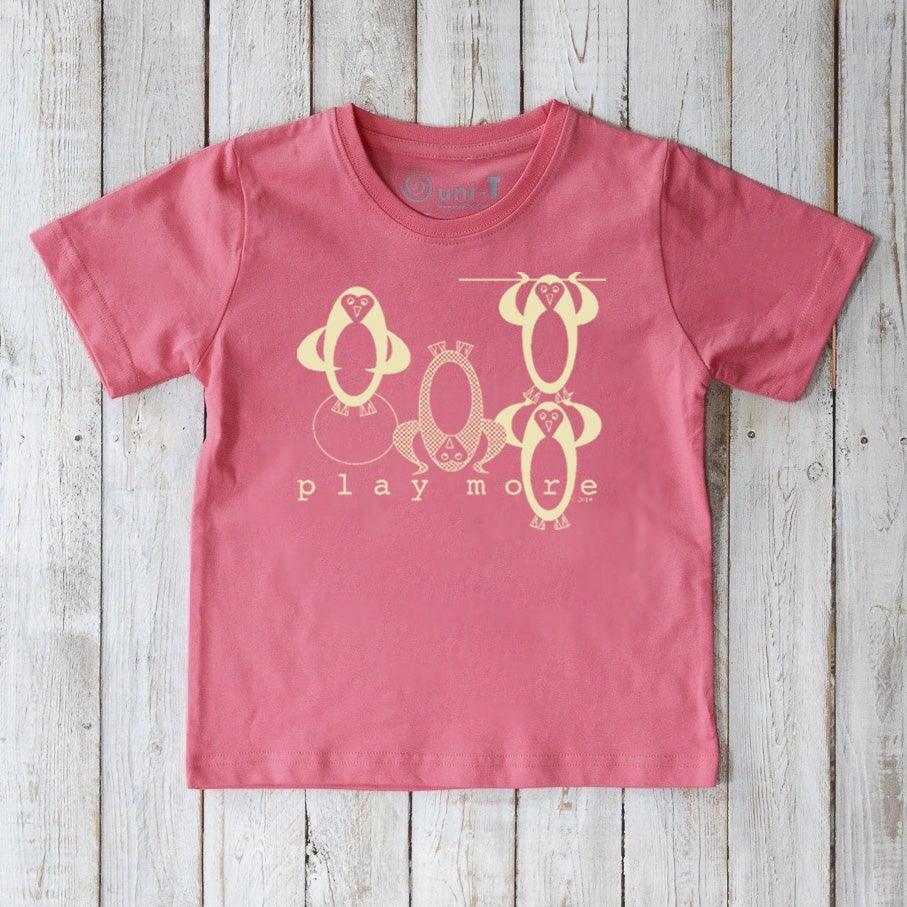 Uni-T "Play More" Penguin T-Shirt for Kids Sunset Pink | Playroom Avenue