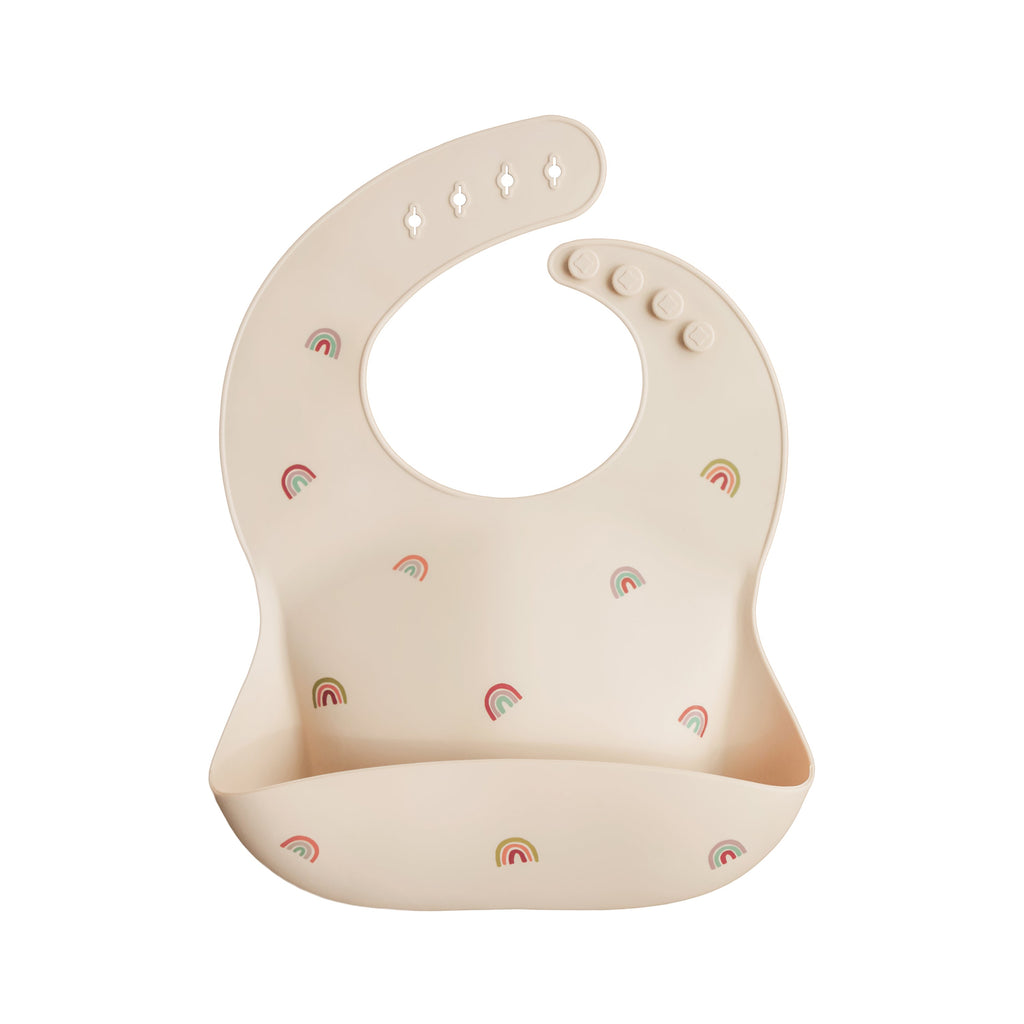 Mushie Silicone Baby Bib Rainbows | Playroom Avenue
