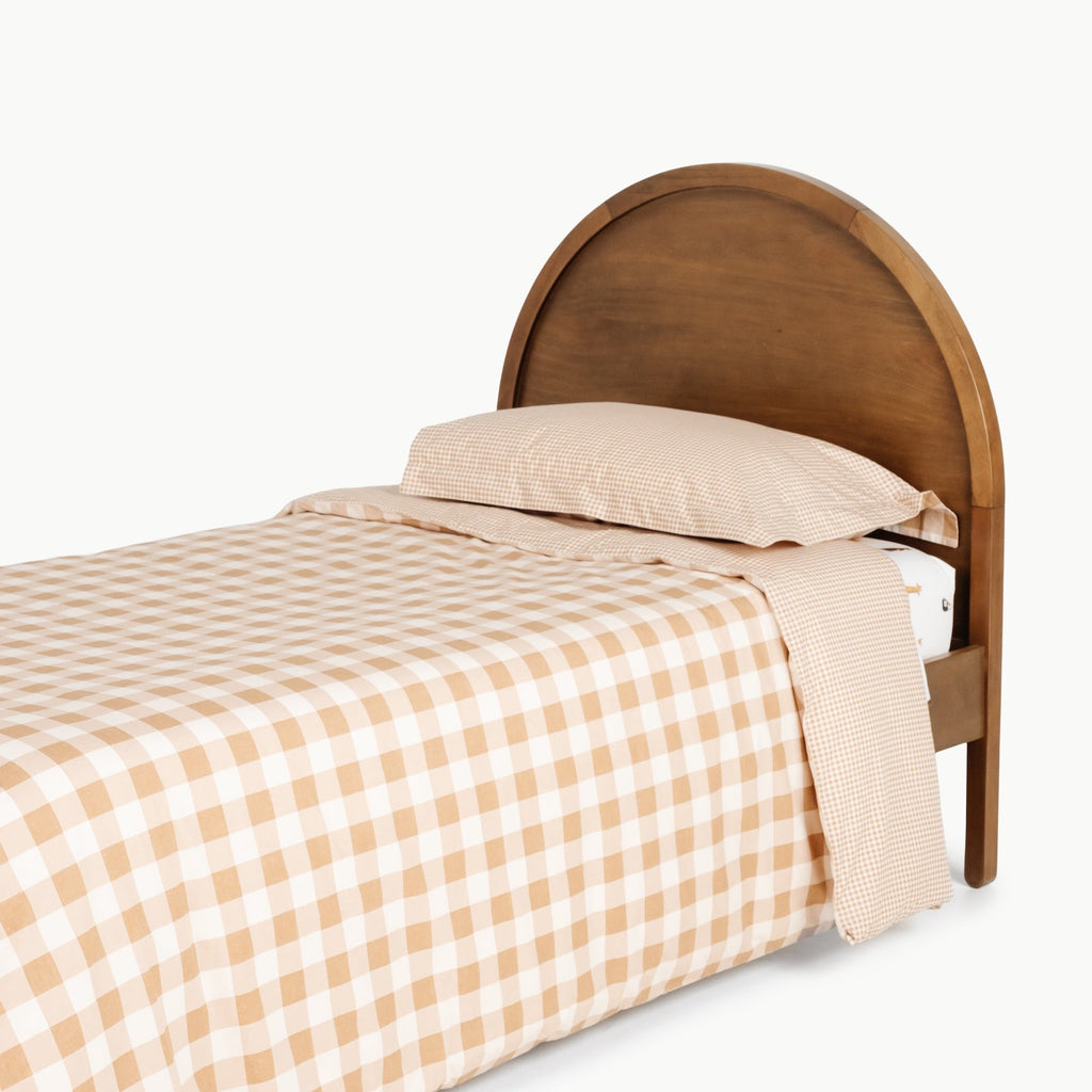 Wholesale 100% Cotton Duvet Set Tan Gingham | Playroom Avenue