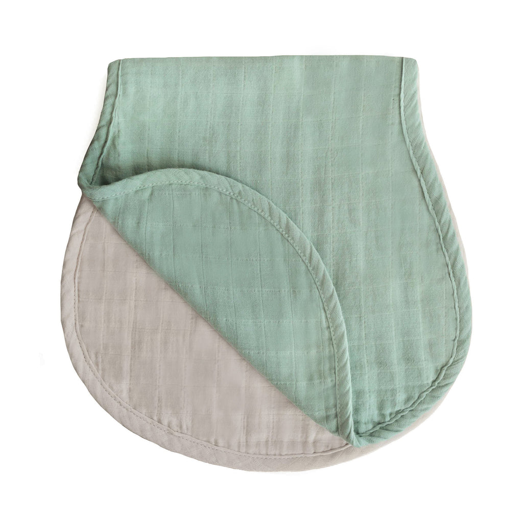 Mushie Organic Cotton Muslin Burp Cloth 2-Pack Roman Green Fog | Playroom Avenue