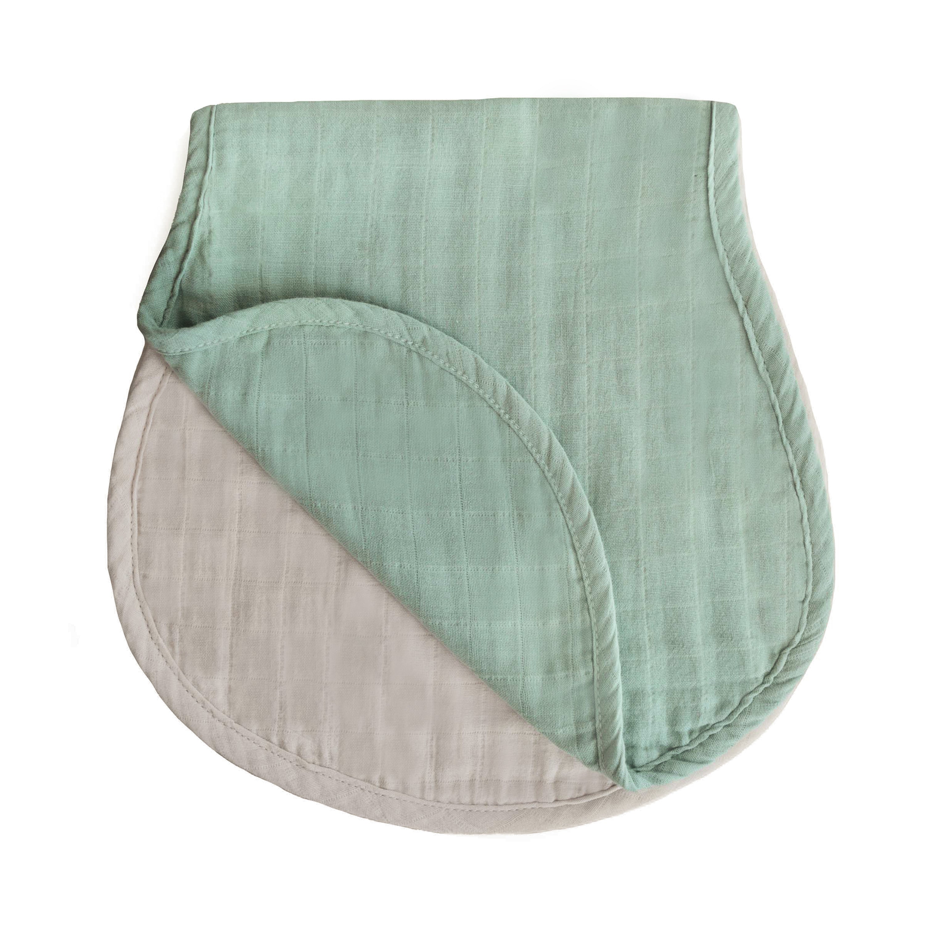 Mushie Organic Cotton Muslin Burp Cloth 2-Pack Roman Green Fog | Playroom Avenue