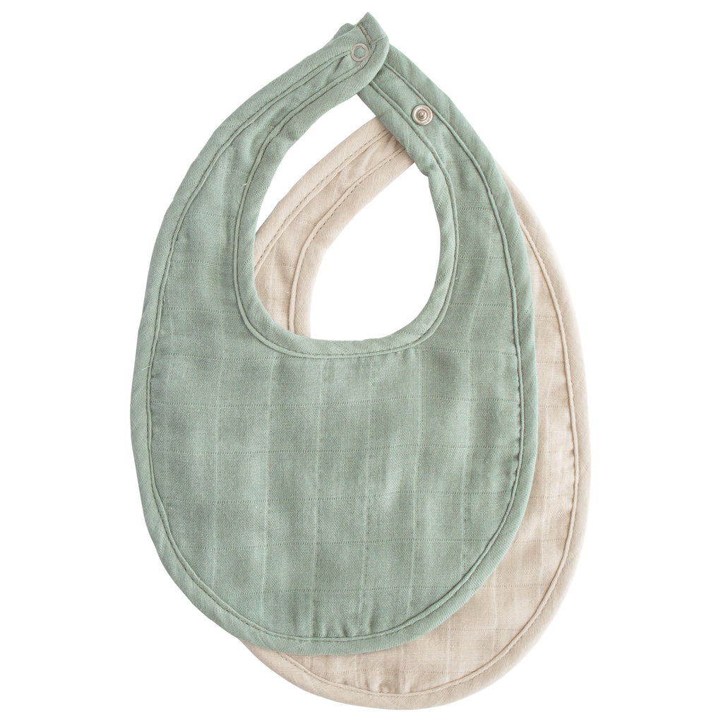 Mushie Muslin Bib Roman Green Fog | Playroom Avenue