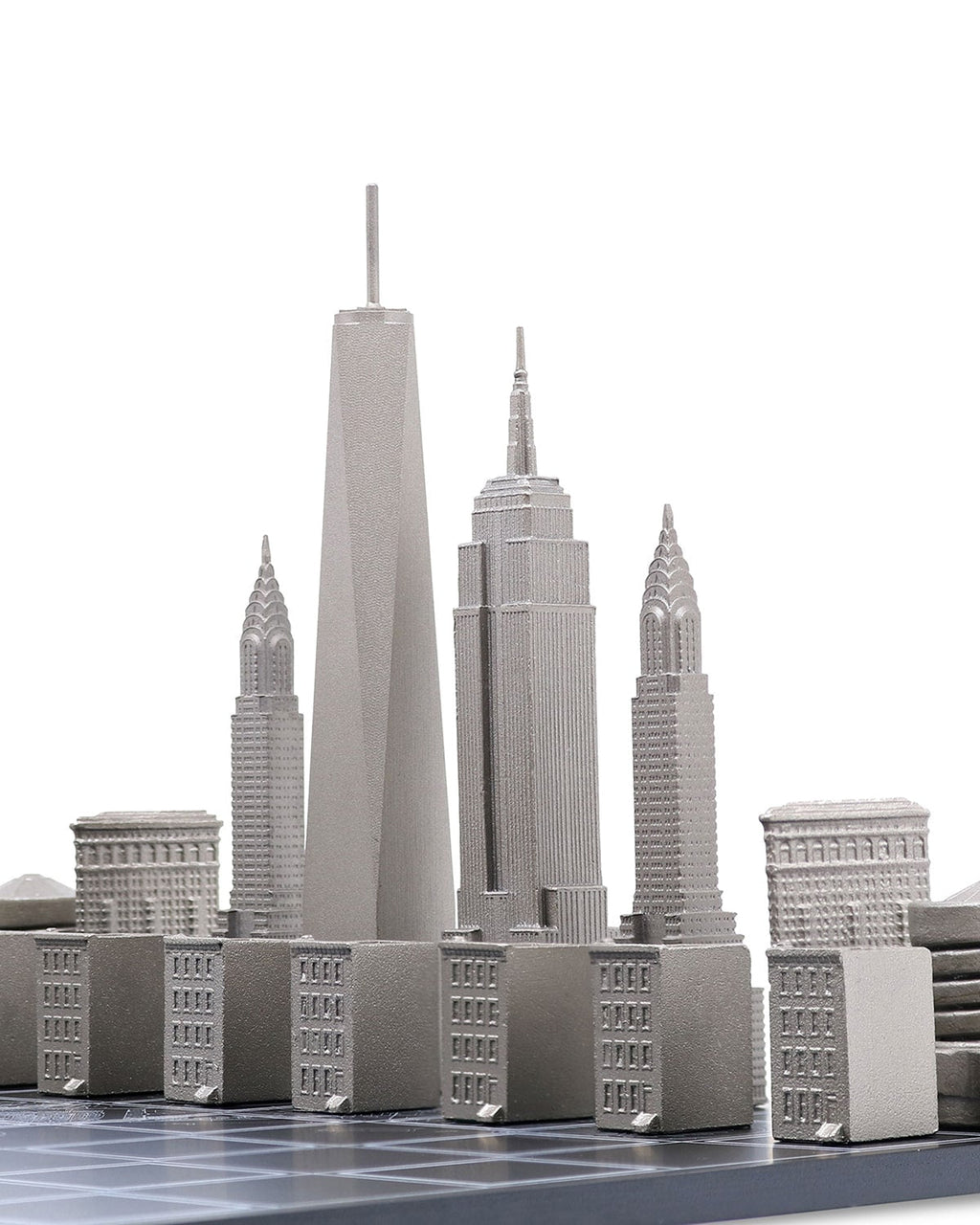 Skyline Chess Chess Set Stainless Steel NEW YORK Edition with Wood Map Board | Playroom Avenue