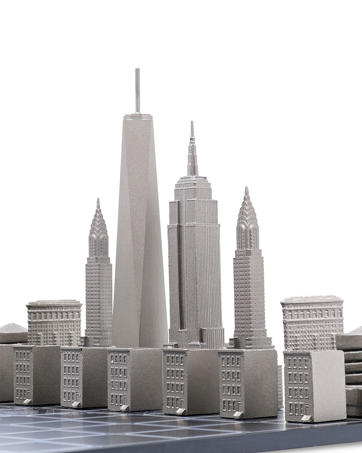 Skyline Chess Chess Set Stainless Steel NEW YORK Edition with Wood Map Board | Playroom Avenue
