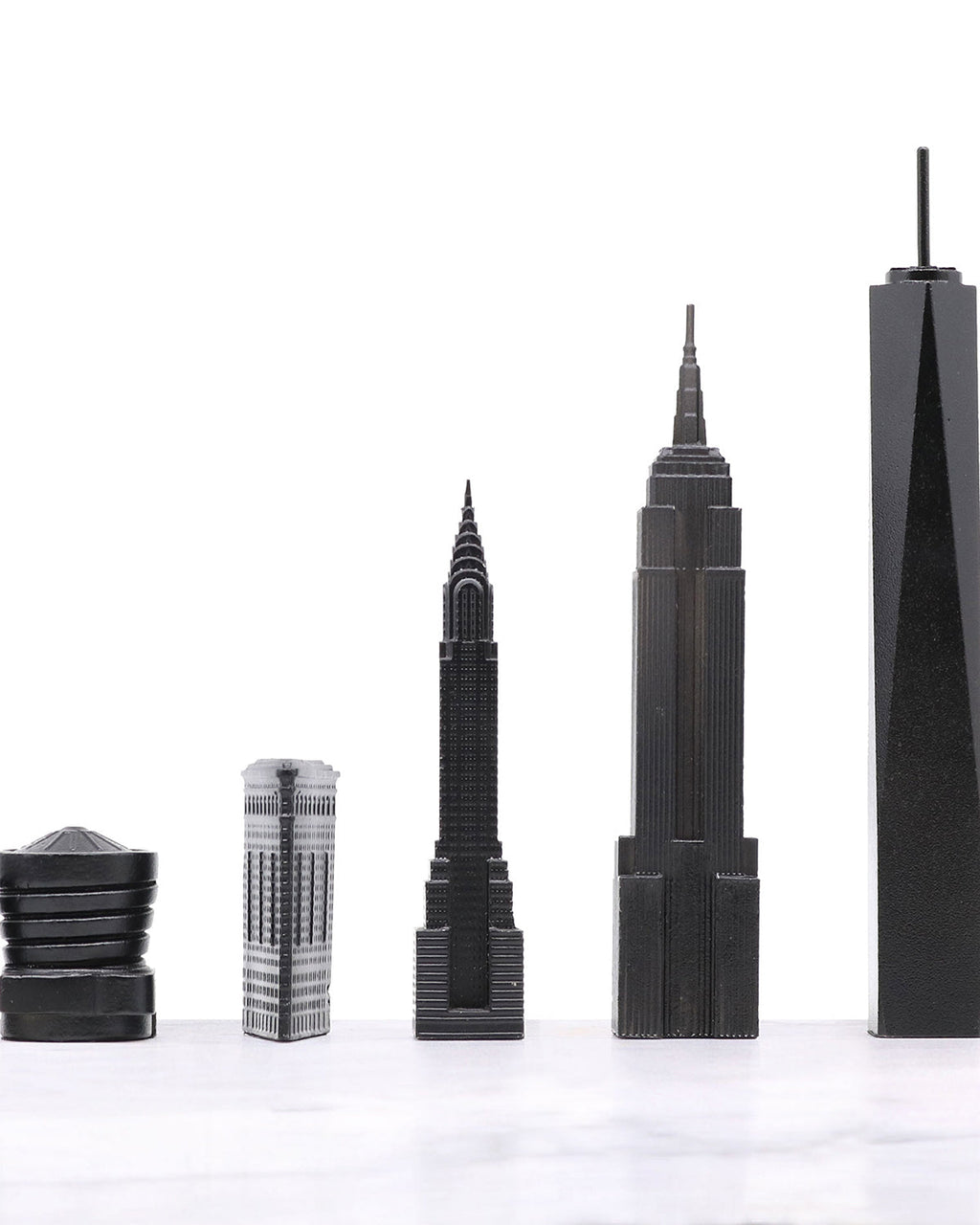 Skyline Chess Chess Set Stainless Steel NEW YORK Edition with Wood Map Board | Playroom Avenue