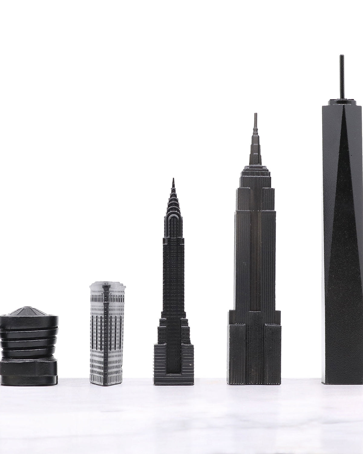 Skyline Chess Chess Set Stainless Steel NEW YORK Edition with Wood Map Board | Playroom Avenue