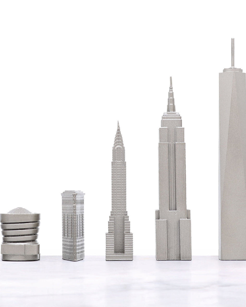Skyline Chess Chess Set Stainless Steel NEW YORK Edition with Wood Map Board | Playroom Avenue