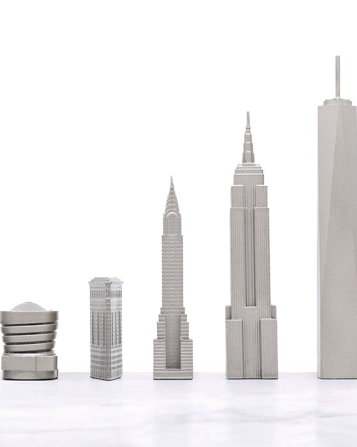 Skyline Chess Chess Set Stainless Steel NEW YORK Edition with Wood Map Board | Playroom Avenue
