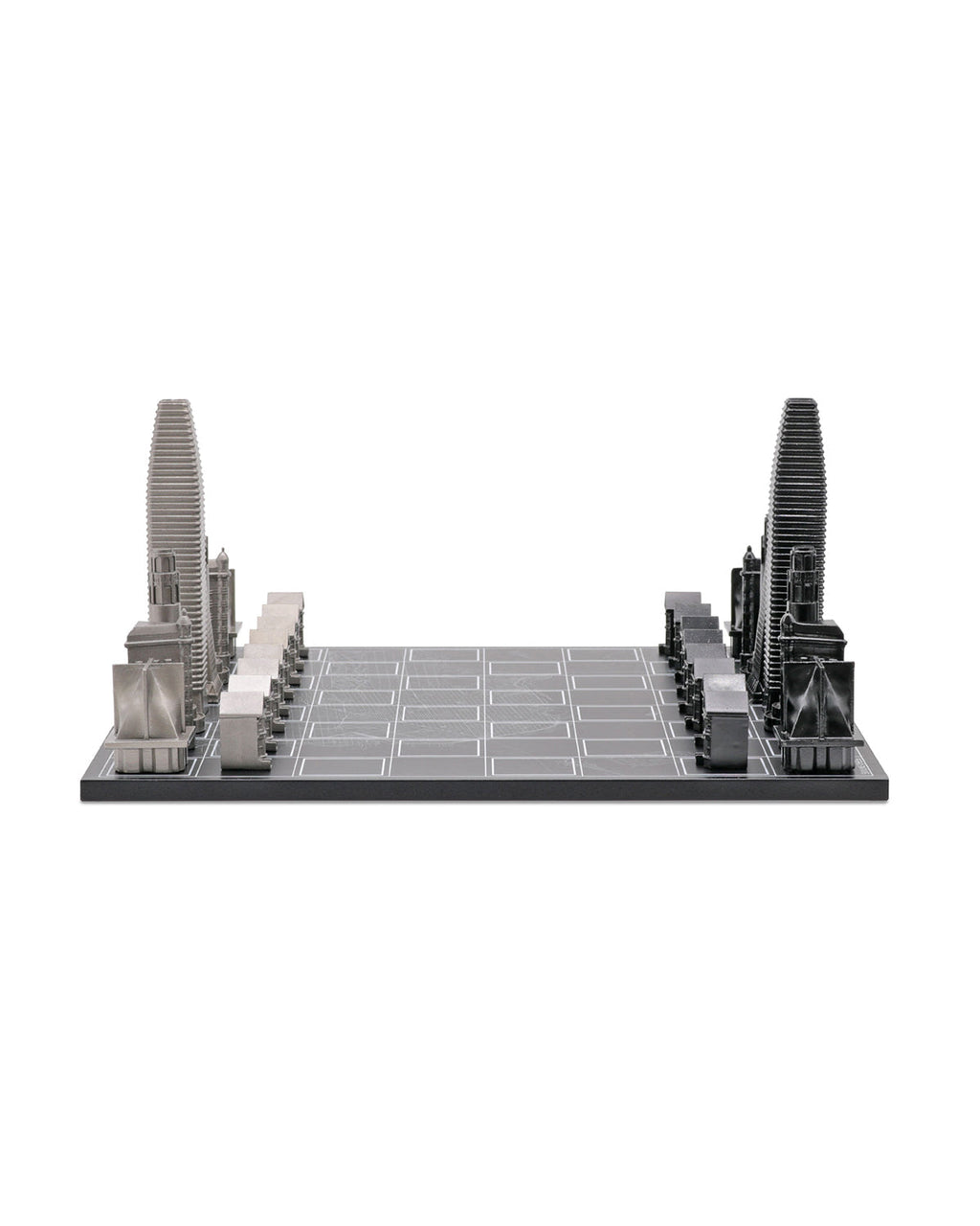 Skyline Chess Chess Set Stainless Steel SAN FRANCISCO Edition with Wood Map Board | Playroom Avenue