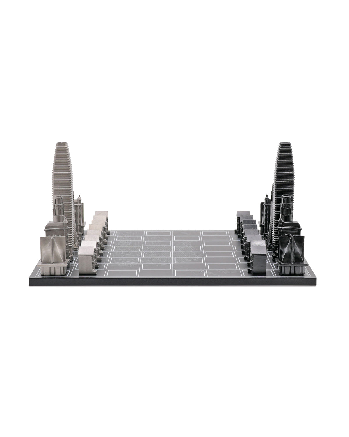 Skyline Chess Chess Set Stainless Steel SAN FRANCISCO Edition with Wood Map Board | Playroom Avenue