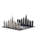 Skyline Chess Chess Set Stainless Steel CHICAGO Edition with Chicago Wood Map Board | Playroom Avenue