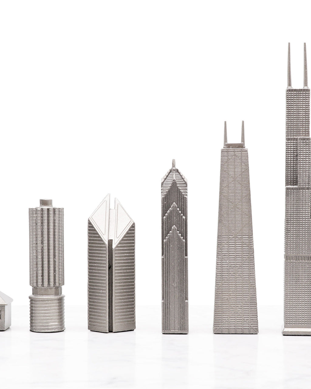 Skyline Chess Chess Set Stainless Steel CHICAGO Edition with Chicago Wood Map Board | Playroom Avenue