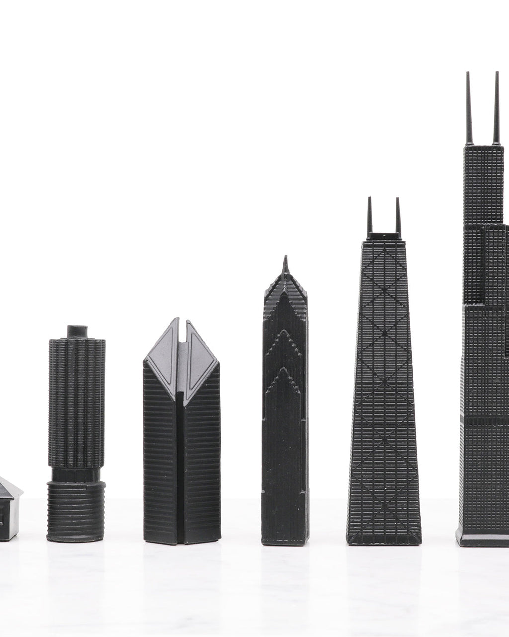 Skyline Chess Chess Set Stainless Steel CHICAGO Edition with Marble Hatch Board | Playroom Avenue