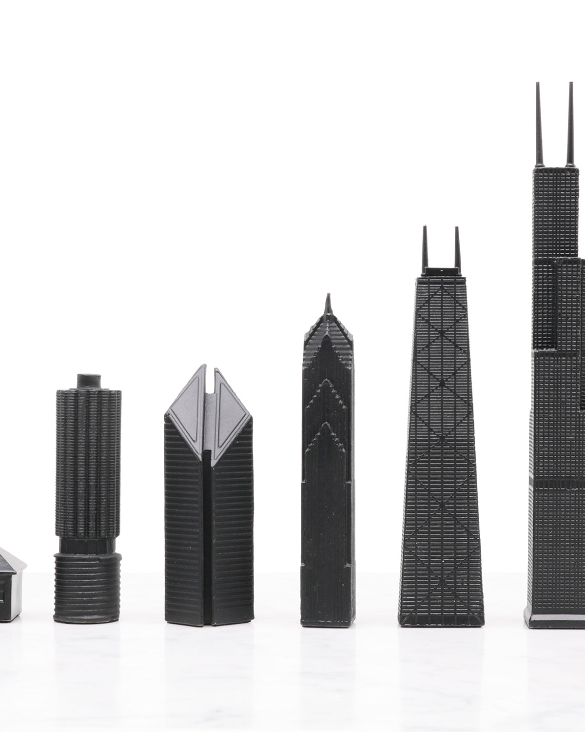 Skyline Chess Chess Set Stainless Steel CHICAGO Edition with Marble Hatch Board | Playroom Avenue