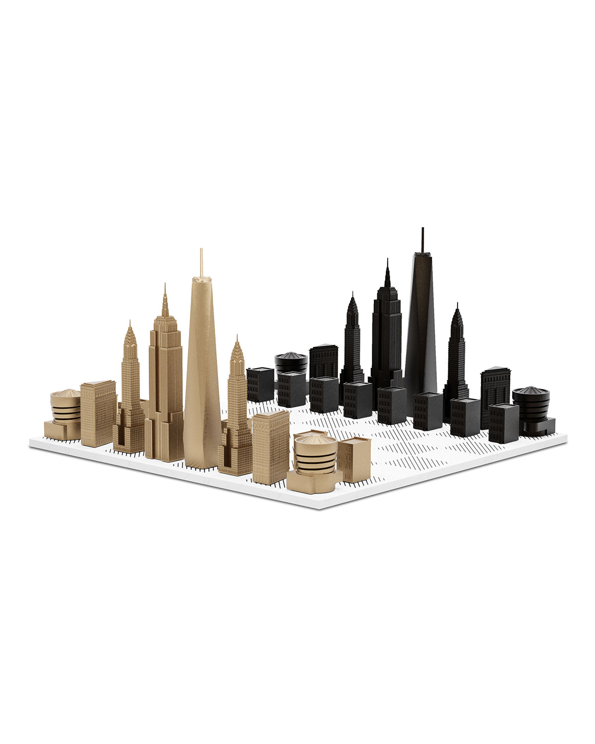 Skyline Chess Chess Set Luxury Bronze NEW YORK Edition with Marble Hatch Board | Playroom Avenue