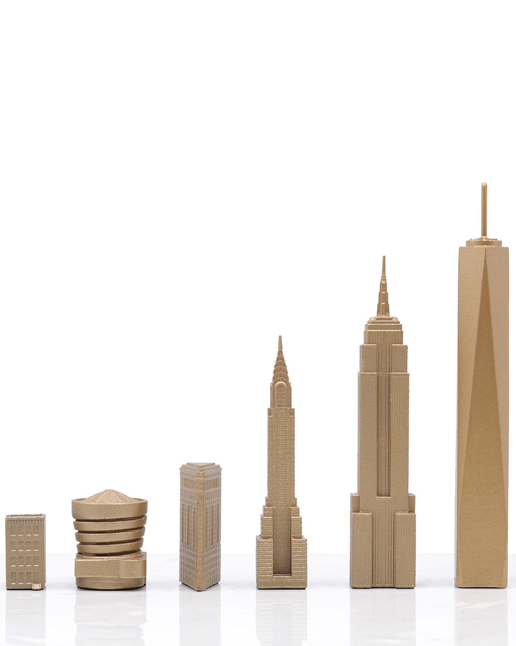 Skyline Chess Chess Set Luxury Bronze NEW YORK Edition with Marble Hatch Board | Playroom Avenue
