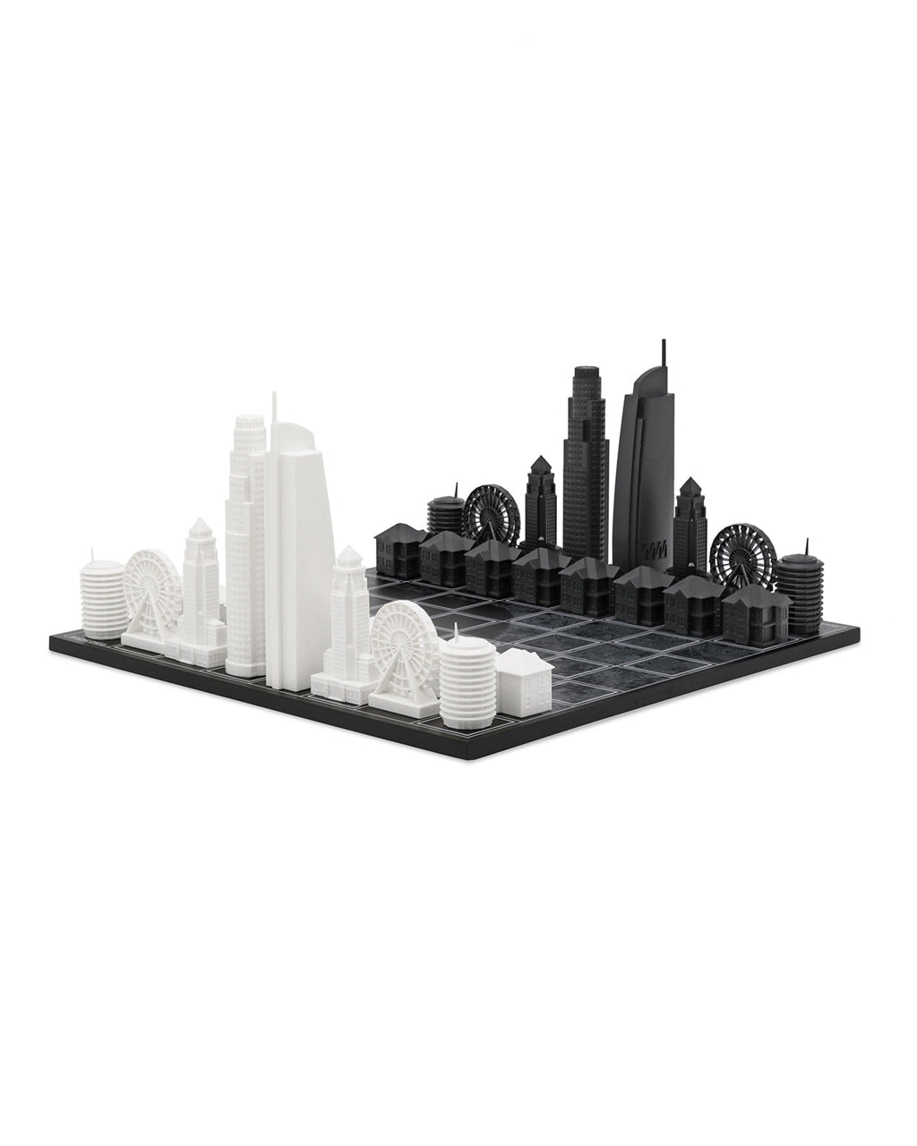 Skyline Chess Chess Set Acrylic LOS ANGELES Edition with Wood Map Board | Playroom Avenue