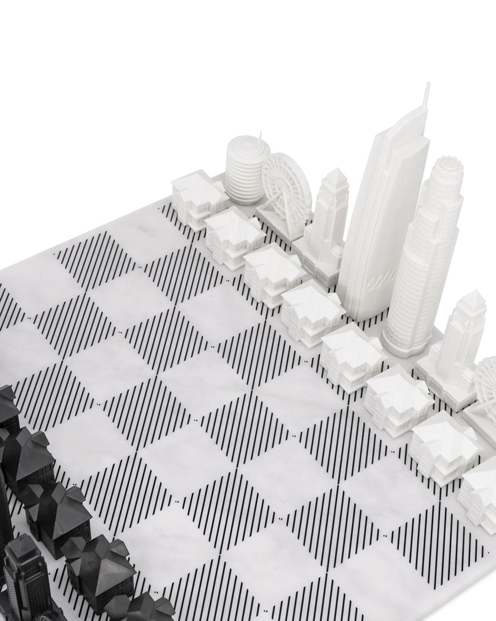 Skyline Chess Chess Set Acrylic LOS ANGELES Edition with Marble Hatch Board | Playroom Avenue