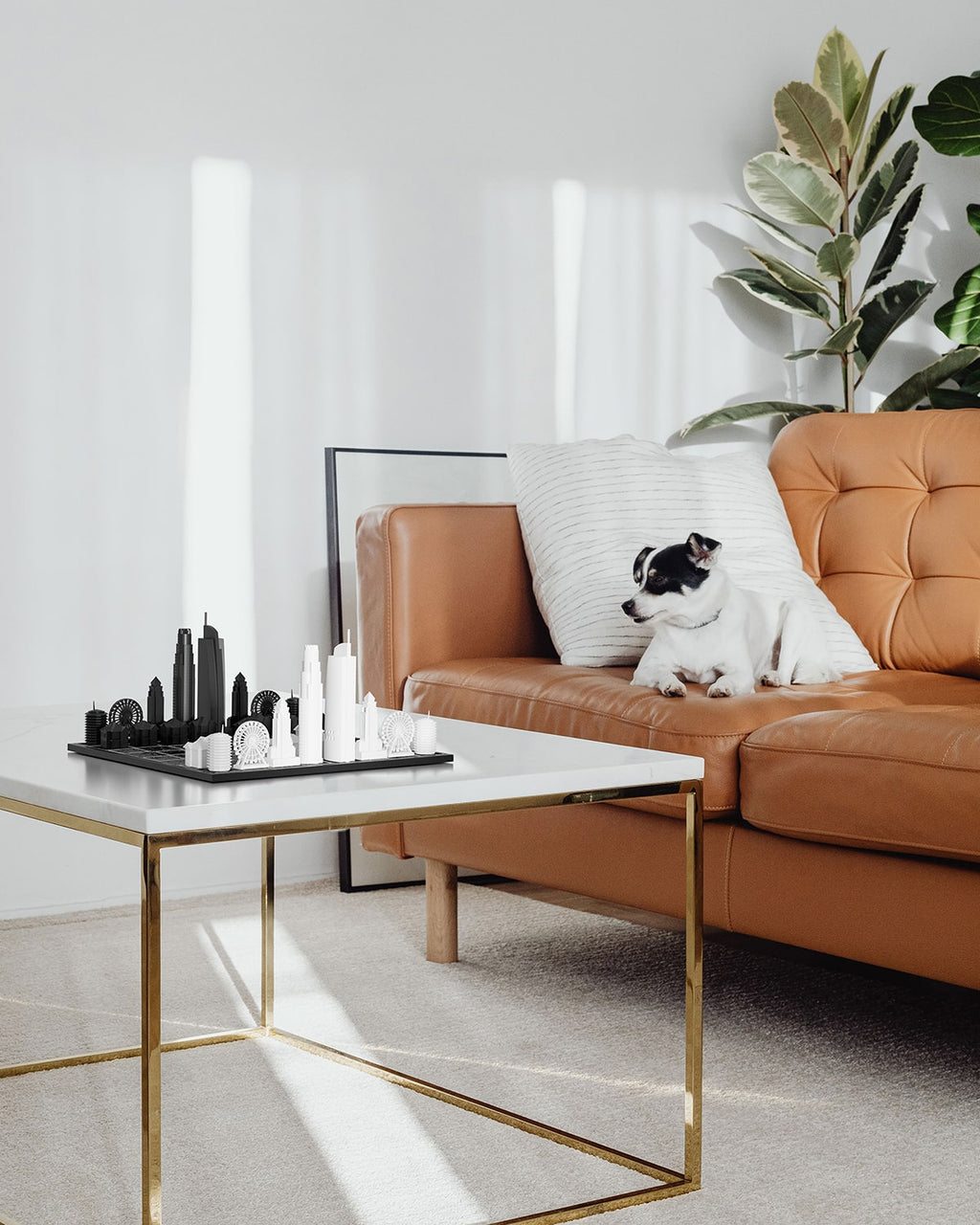 Skyline Chess Chess Set Acrylic LOS ANGELES Edition with Marble Hatch Board | Playroom Avenue