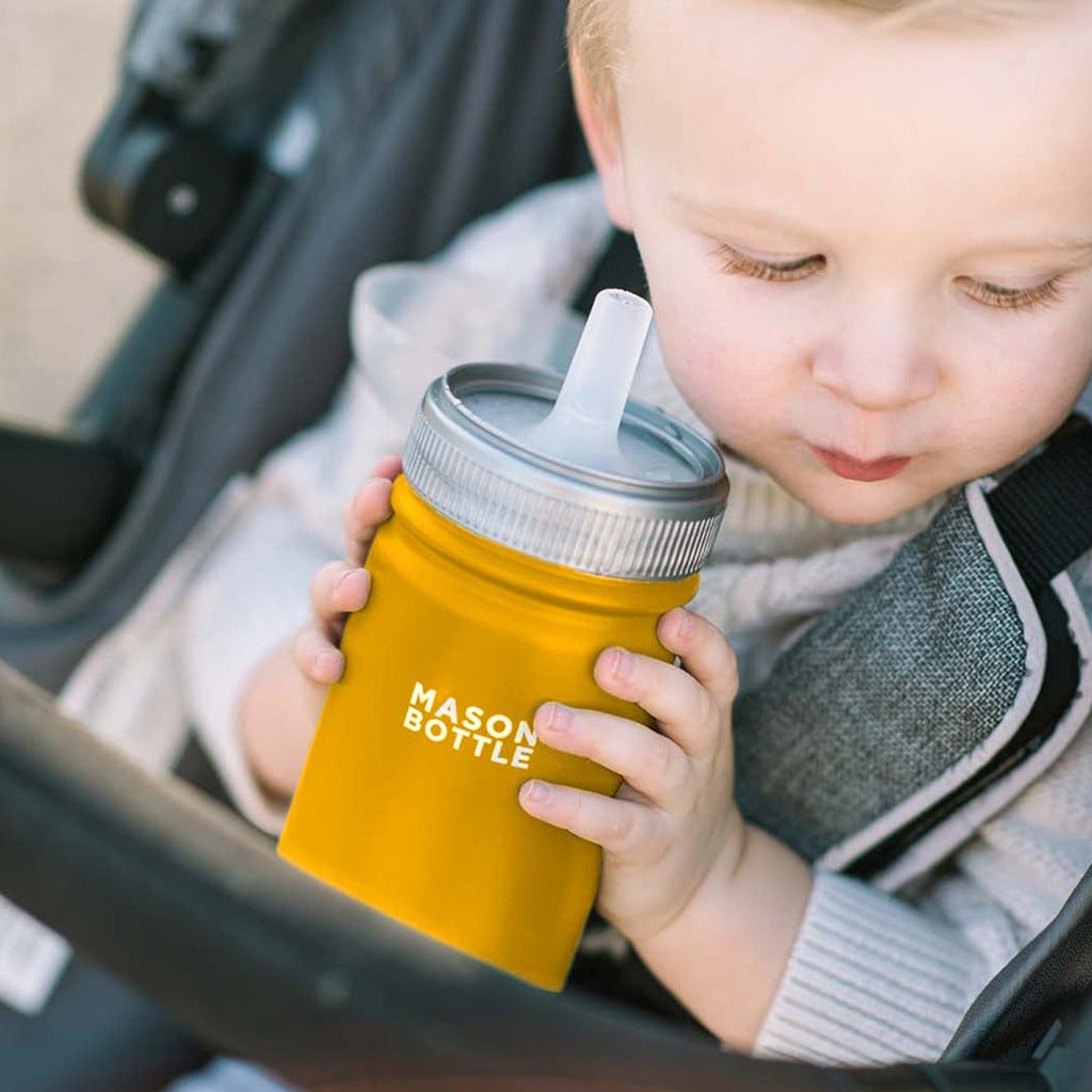 Mason Bottle Stainless Steel Straw Cup, 16oz | Playroom Avenue