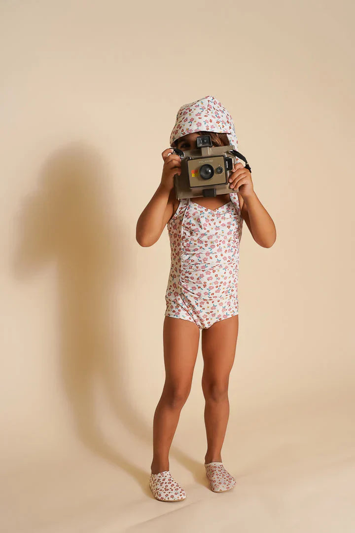 GRECH & CO. Vintage Girls 1 Piece Swimsuit | UPF + Recycled - Sunset Meadow | Playroom Avenue