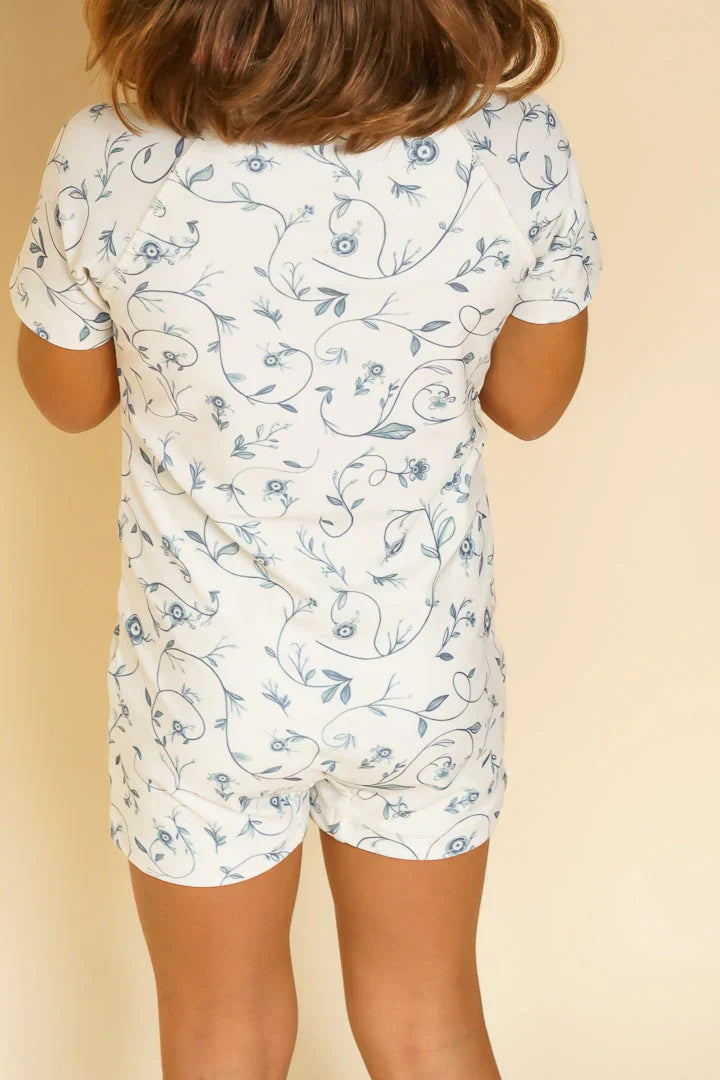 GRECH & CO. Short Sleeve Rashguard Swimsuit | UPF + Recycled - Scandi Floral | Playroom Avenue