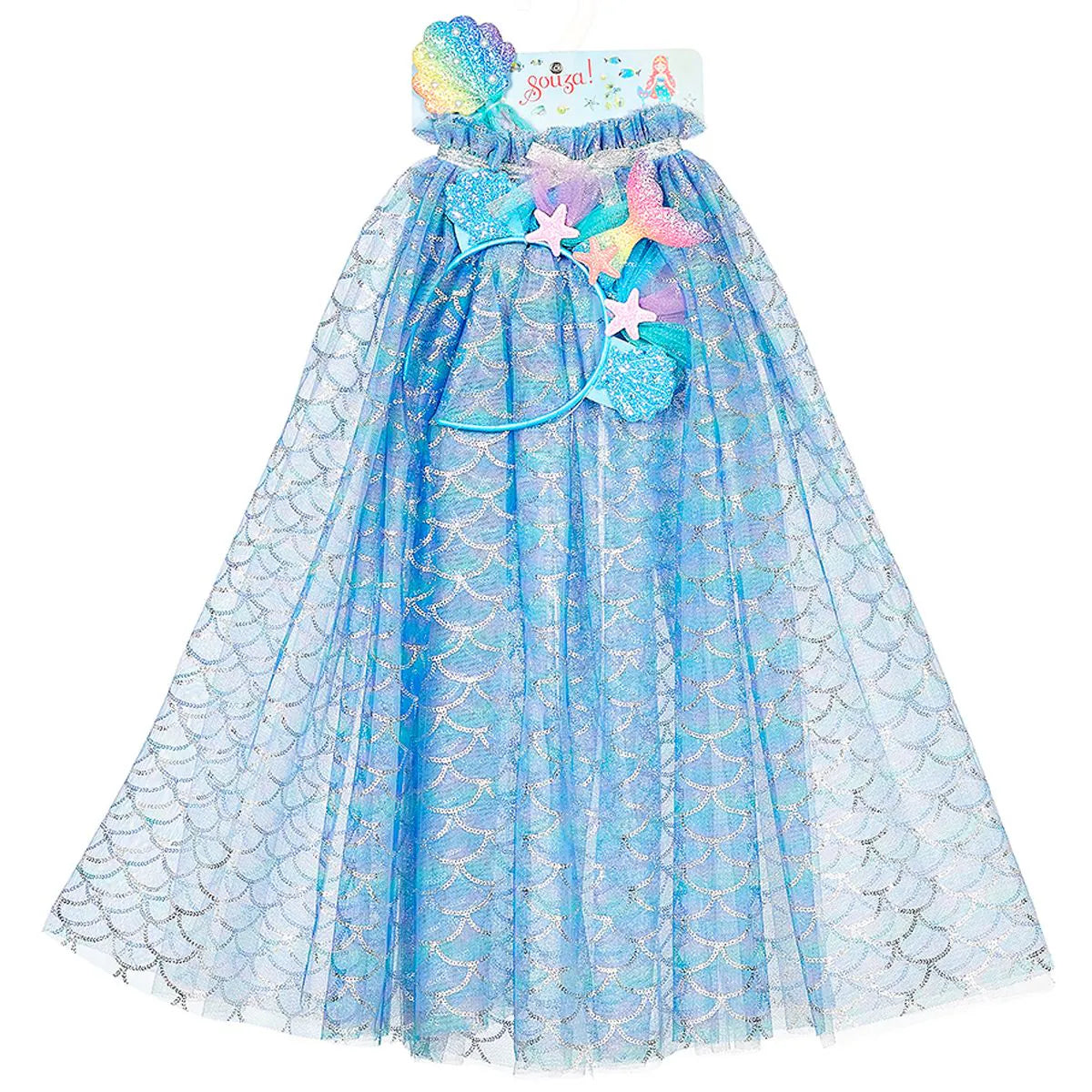 Souza Marlya Mermaid Costume Cape Set w/ headband & wand | Playroom Avenue