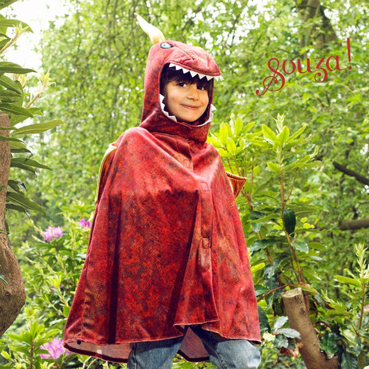 Souza Red Dragon Costume Cape for Kids - Carnival & Festive Use | Playroom Avenue