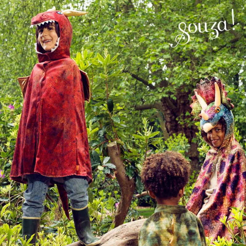 Souza Red Dragon Costume Cape for Kids - Carnival & Festive Use | Playroom Avenue