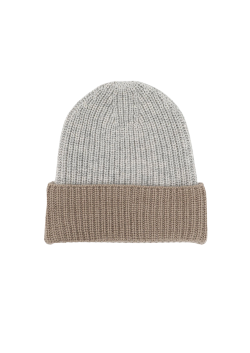 La Petit Lapin Cashmere Beanie | Grey/Brown | Playroom Avenue