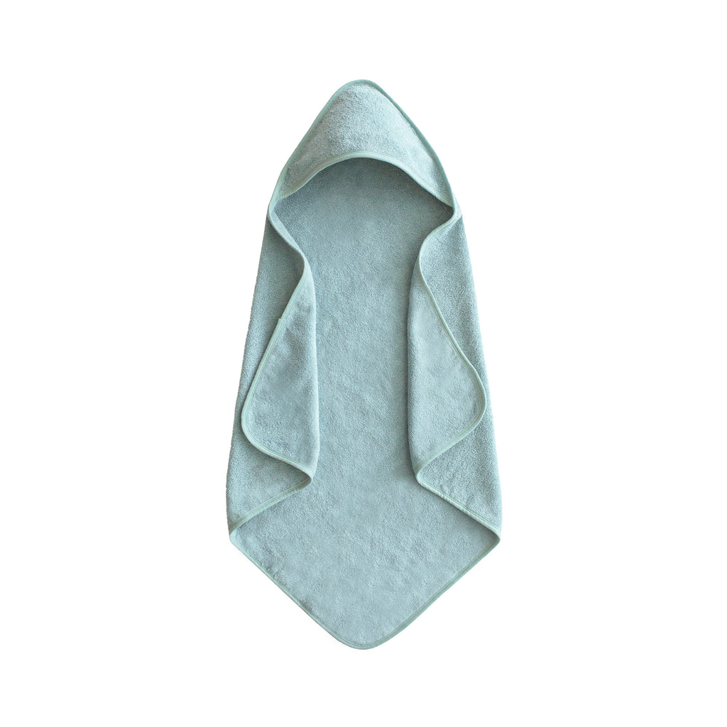 Mushie Organic Cotton Baby Hooded Towel Sea Mist | Playroom Avenue