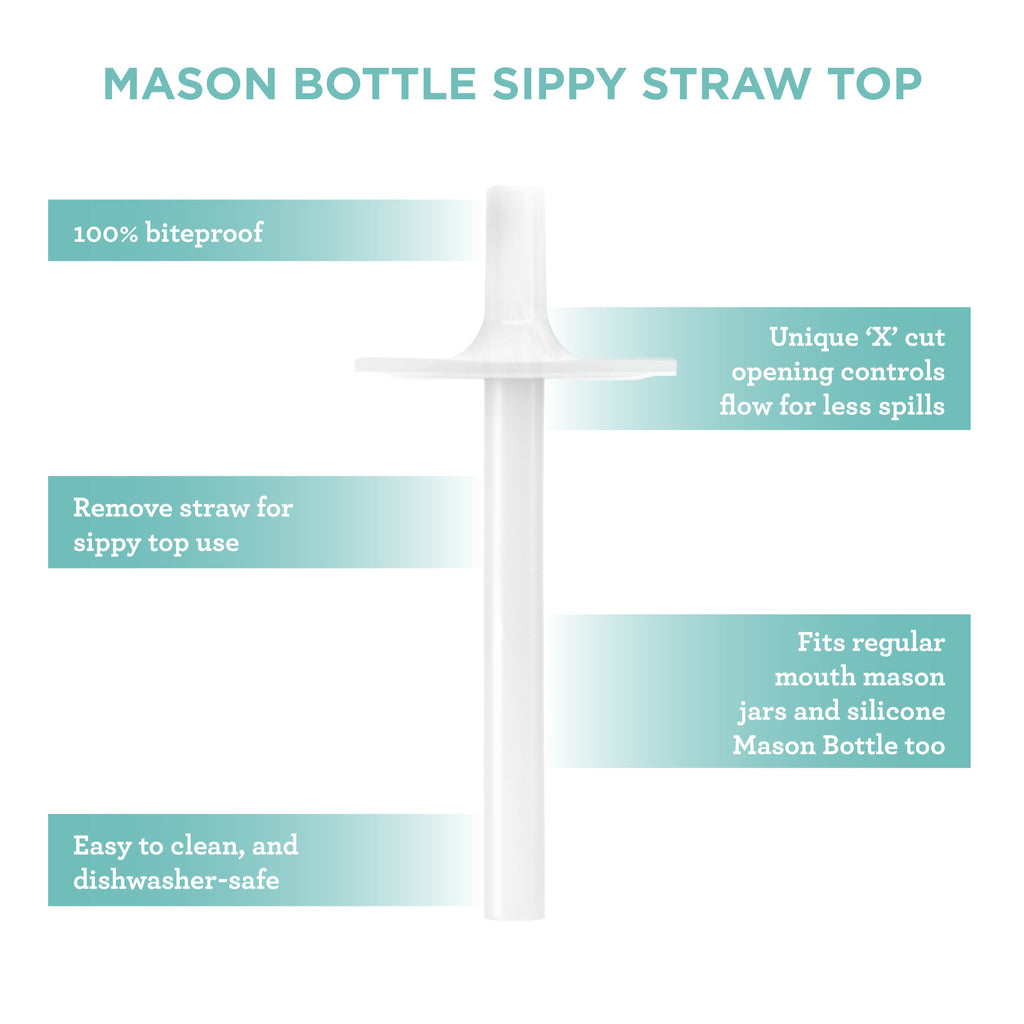 Mason Bottle Silicone Straw Tops, 2 Pack | Playroom Avenue