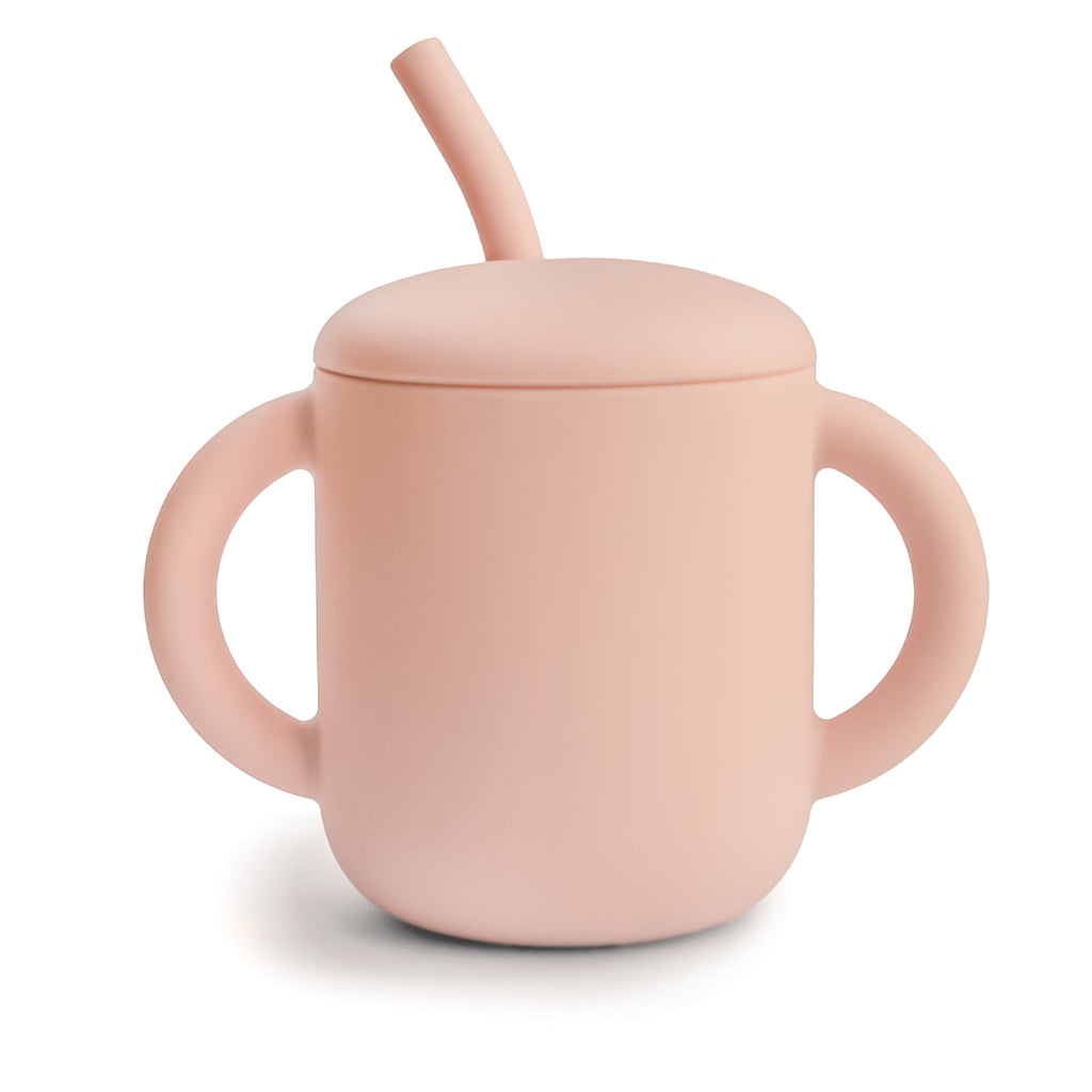 Mushie Silicone Training Cup + Straw Blush | Playroom Avenue
