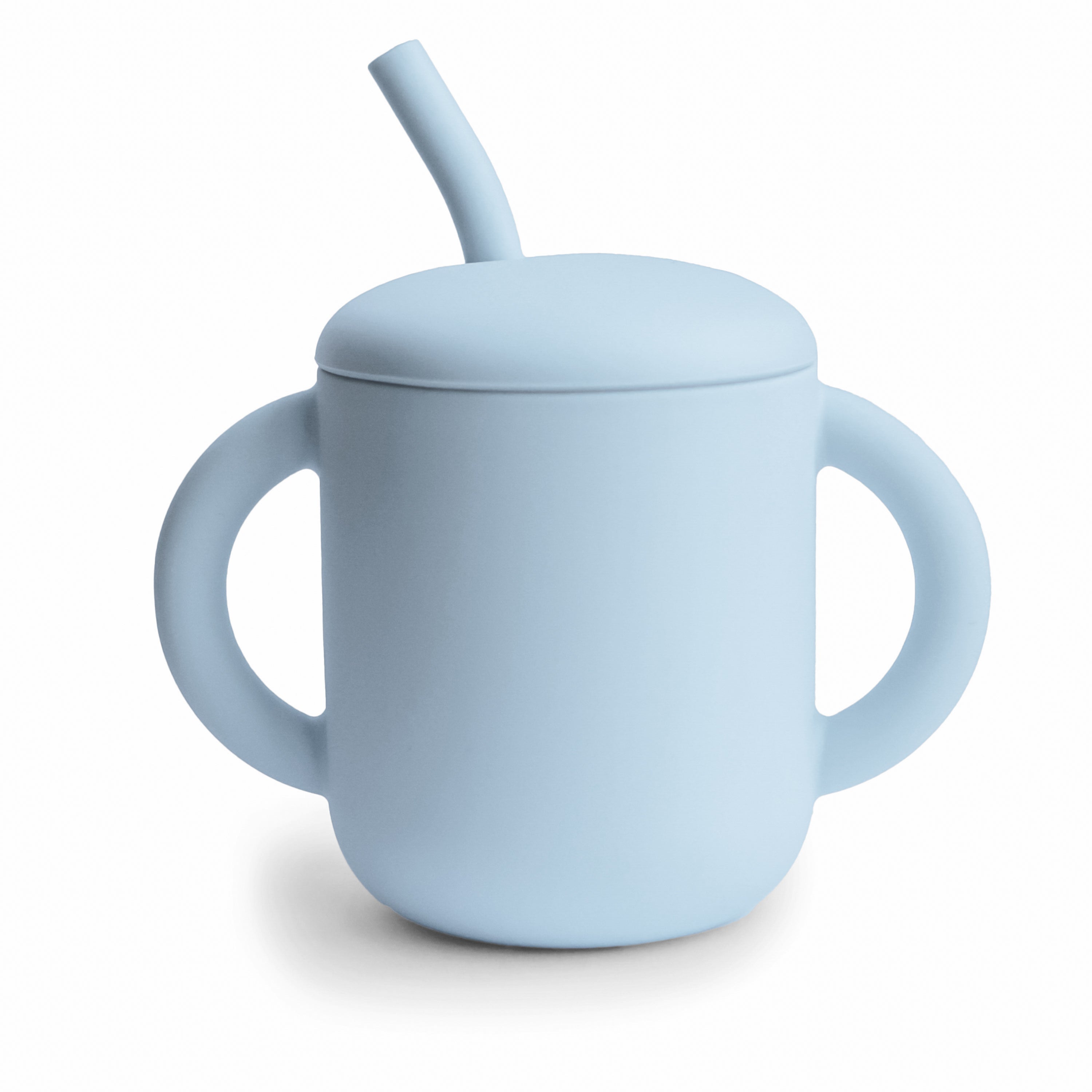 Mushie Silicone Training Cup + Straw Powder Blue | Playroom Avenue