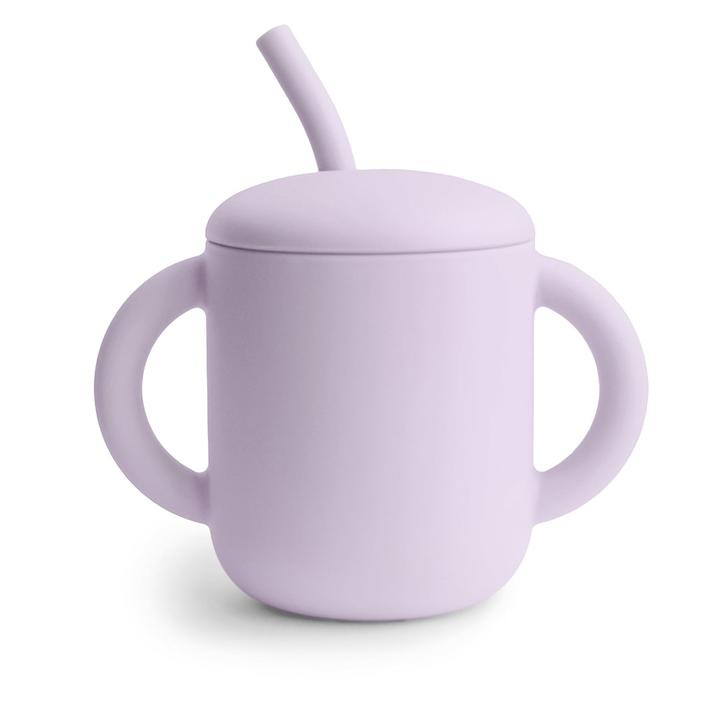 Mushie Silicone Training Cup + Straw Soft Lilac | Playroom Avenue