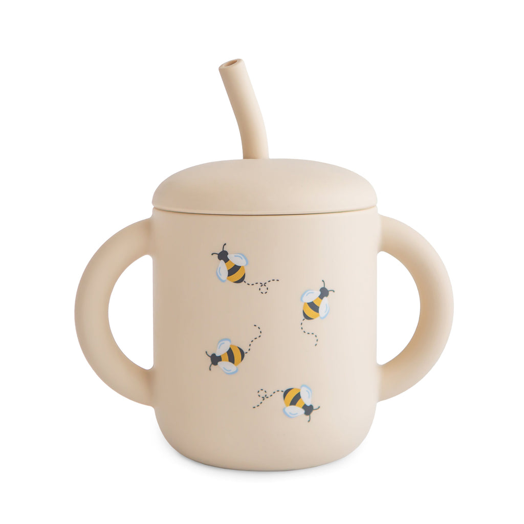 Mushie Silicone Training Cup + Straw Bees | Playroom Avenue