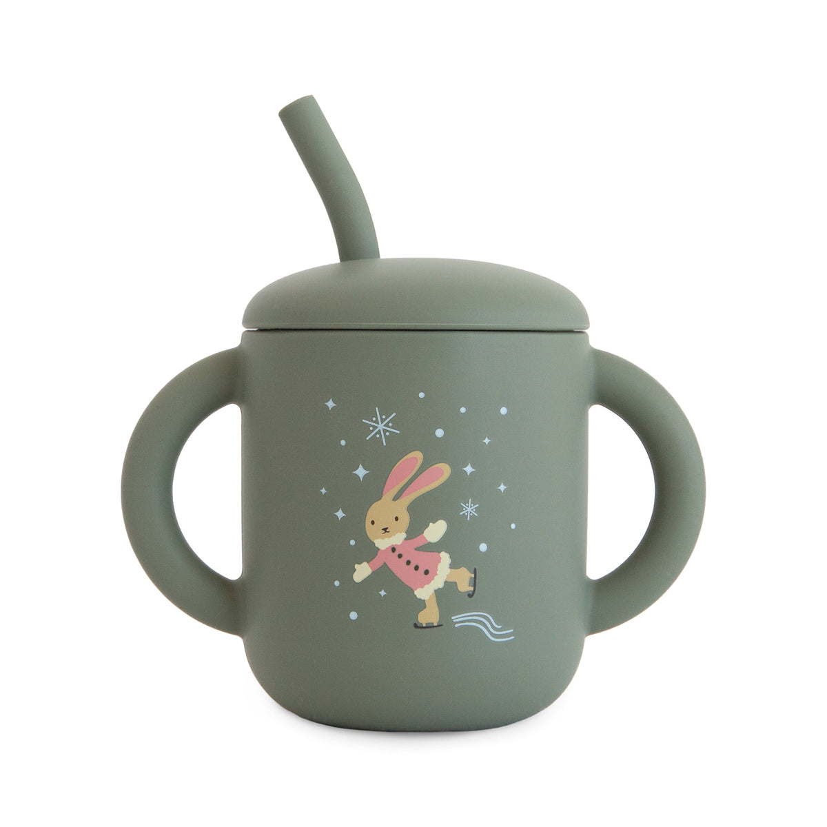 Mushie Silicone Training Cup + Straw Christmas Bunny | Playroom Avenue