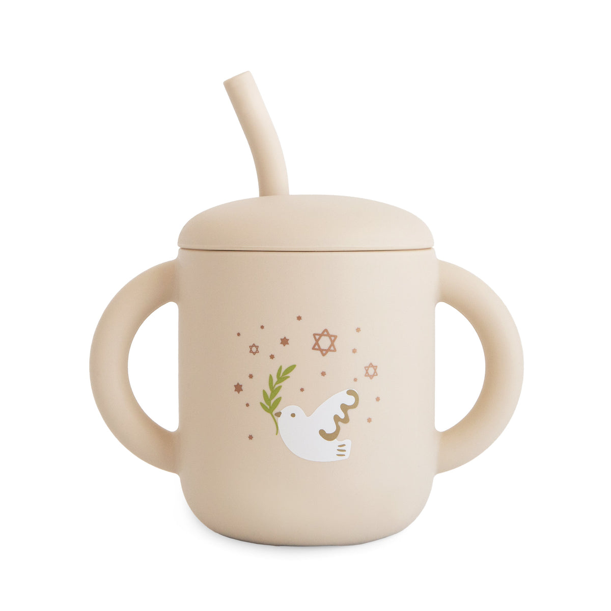 Mushie Silicone Training Cup + Straw Hanukkah Doves | Playroom Avenue