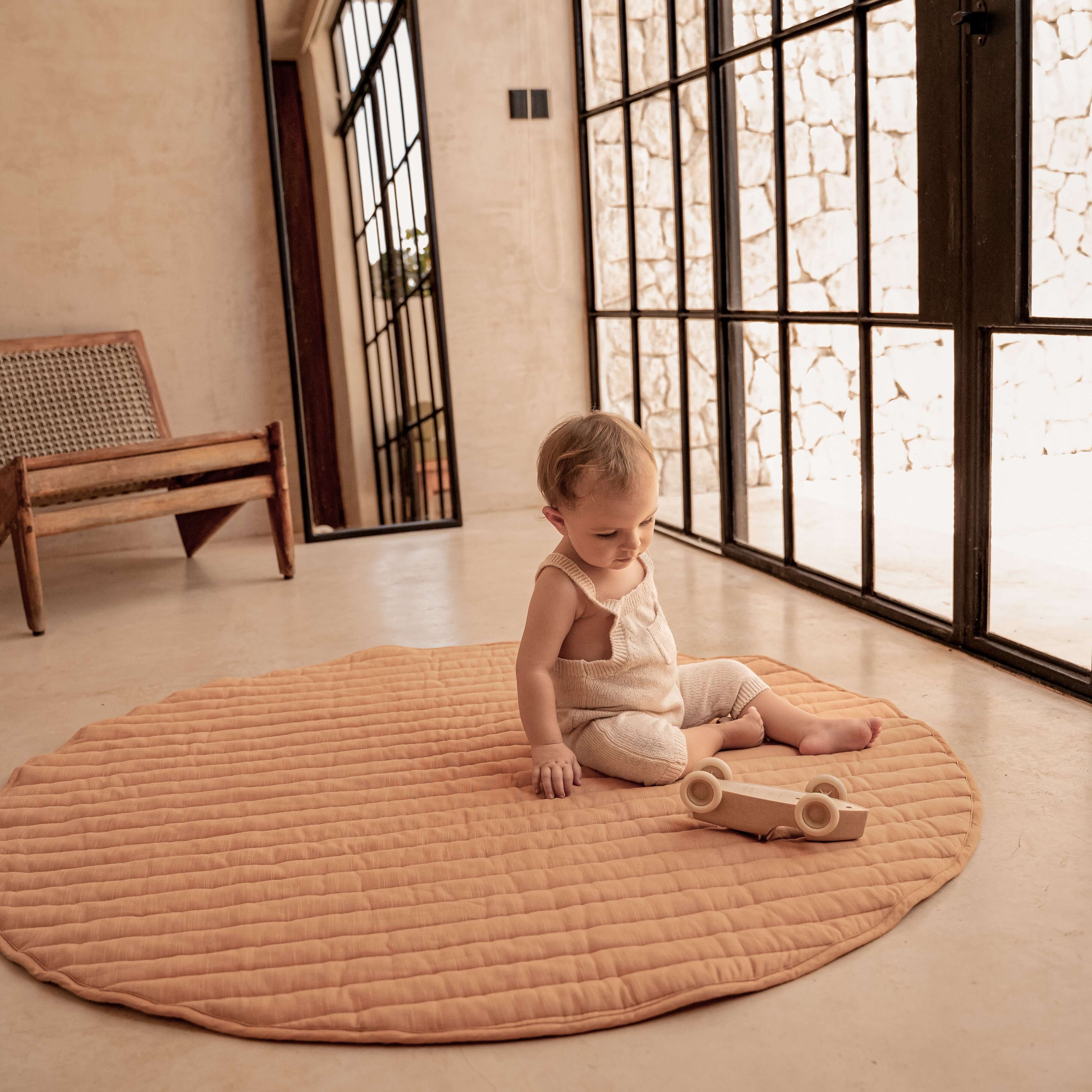 Toddlekind Snuggle Mat | Stripes - Camel | Playroom Avenue