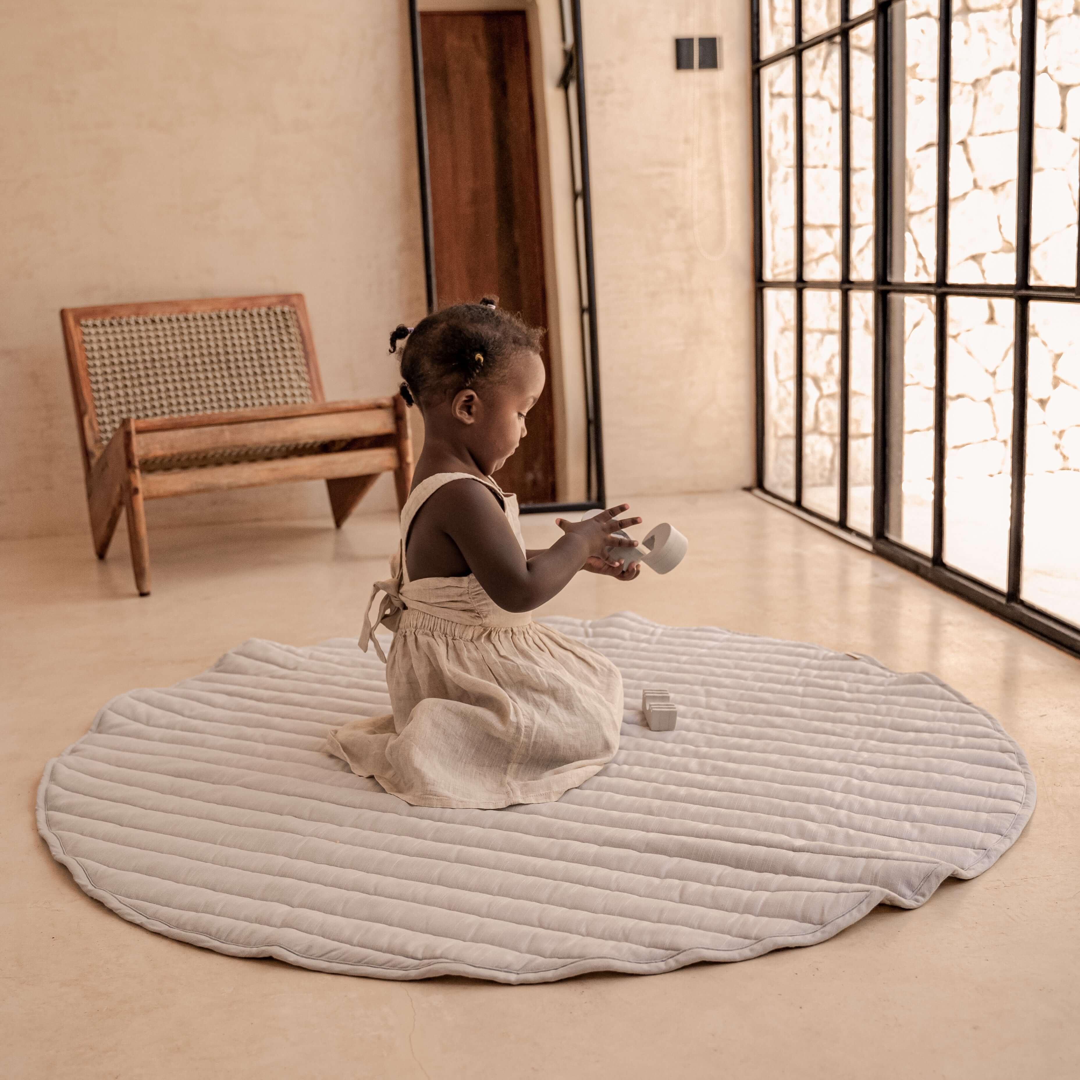 Toddlekind Snuggle Mat | Stripes - Stone | Playroom Avenue