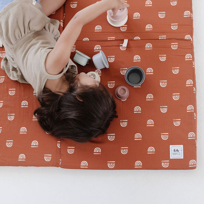 Toki Kids Rainbow Rust Organic Cotton Mat | Playroom Avenue