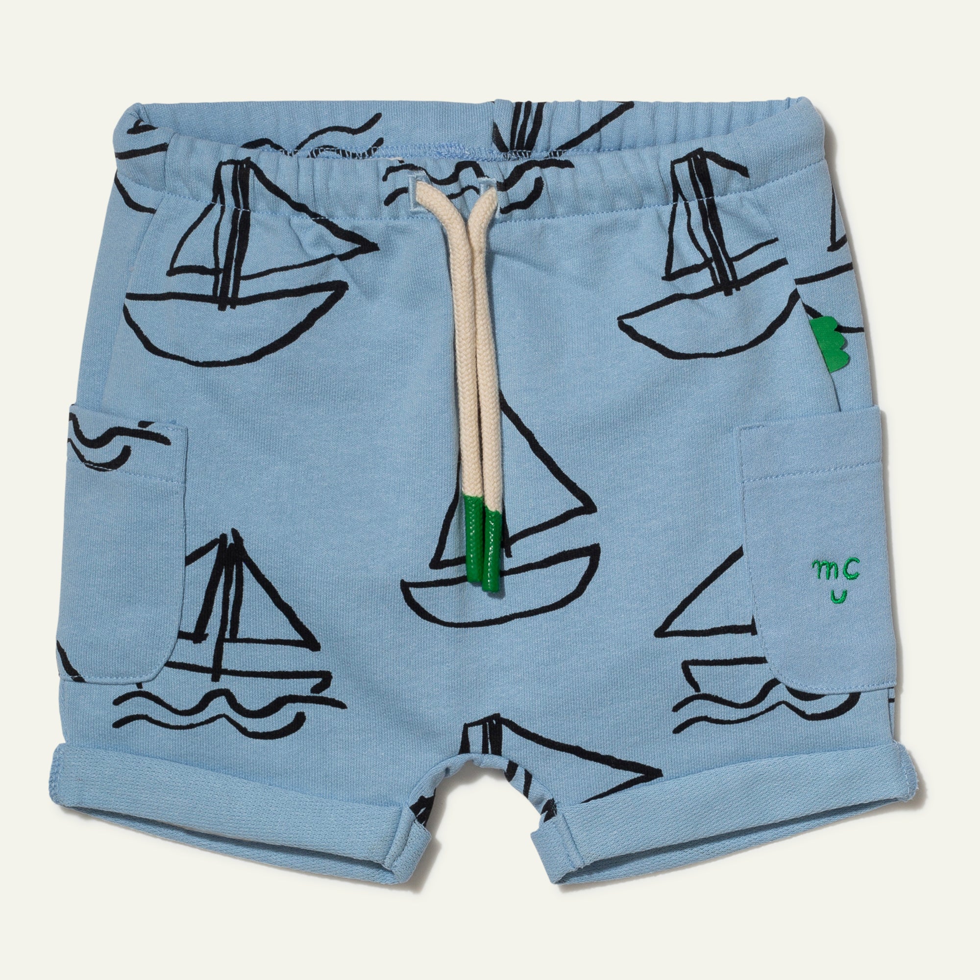 Mon Coeur Recycled Cotton Sailboat Print Baby Short | Playroom Avenue